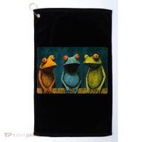 3 Cute Funny Frogs Men, Women, Frog Lovers Golf Towel thumb 0