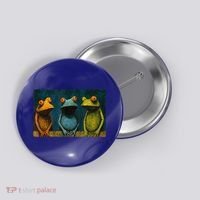 3 Cute Funny Frogs Men, Women, Frog Lovers Button thumb 0