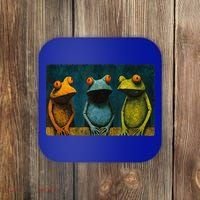 3 Cute Funny Frogs Men, Women, Frog Lovers Coaster thumb 0