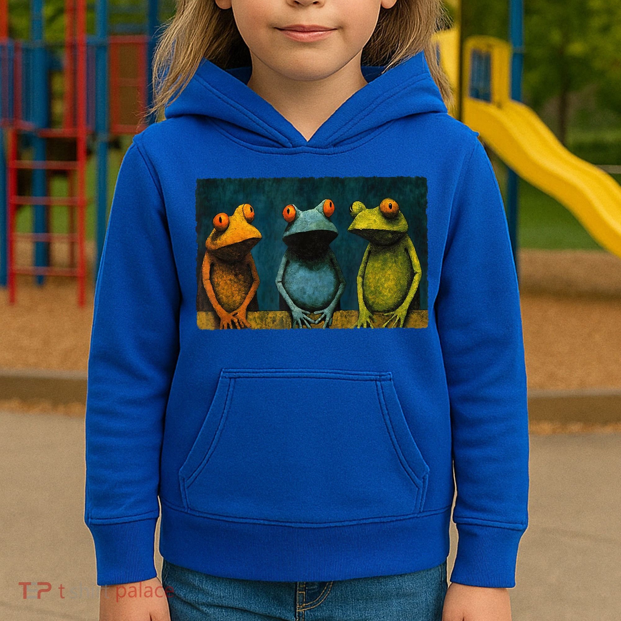 3 Cute Funny Frogs Men, Women, Frog Lovers Kids Hoodie