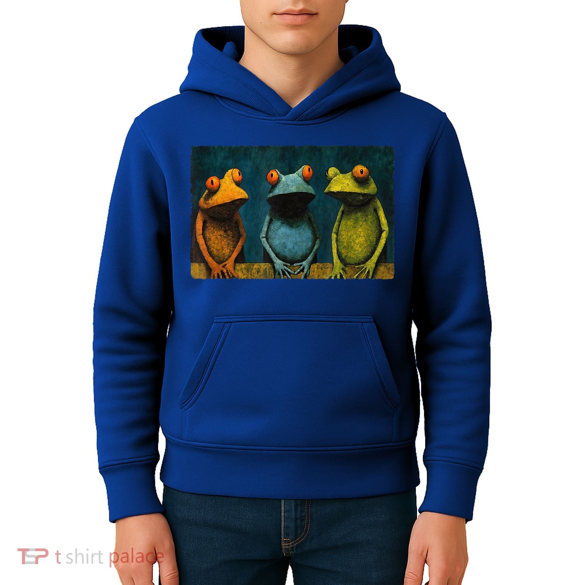 3 Cute Funny Frogs Men, Women, Frog Lovers Kids Hoodie