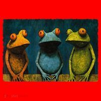 3 Cute Funny Frogs Men, Women, Frog Lovers Santa Hat thumb 1