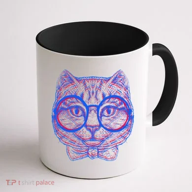 3D Trippy Cat Coffee Mug back