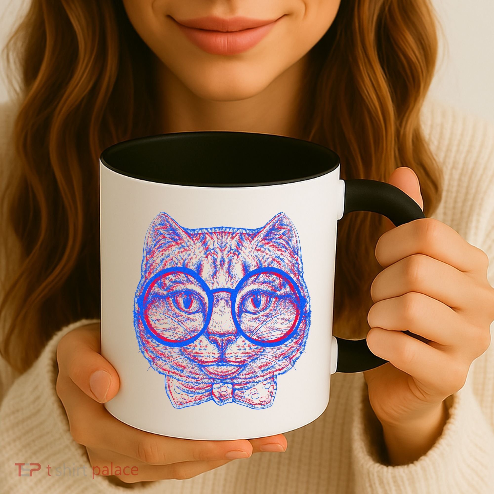 3D Trippy Cat Coffee Mug