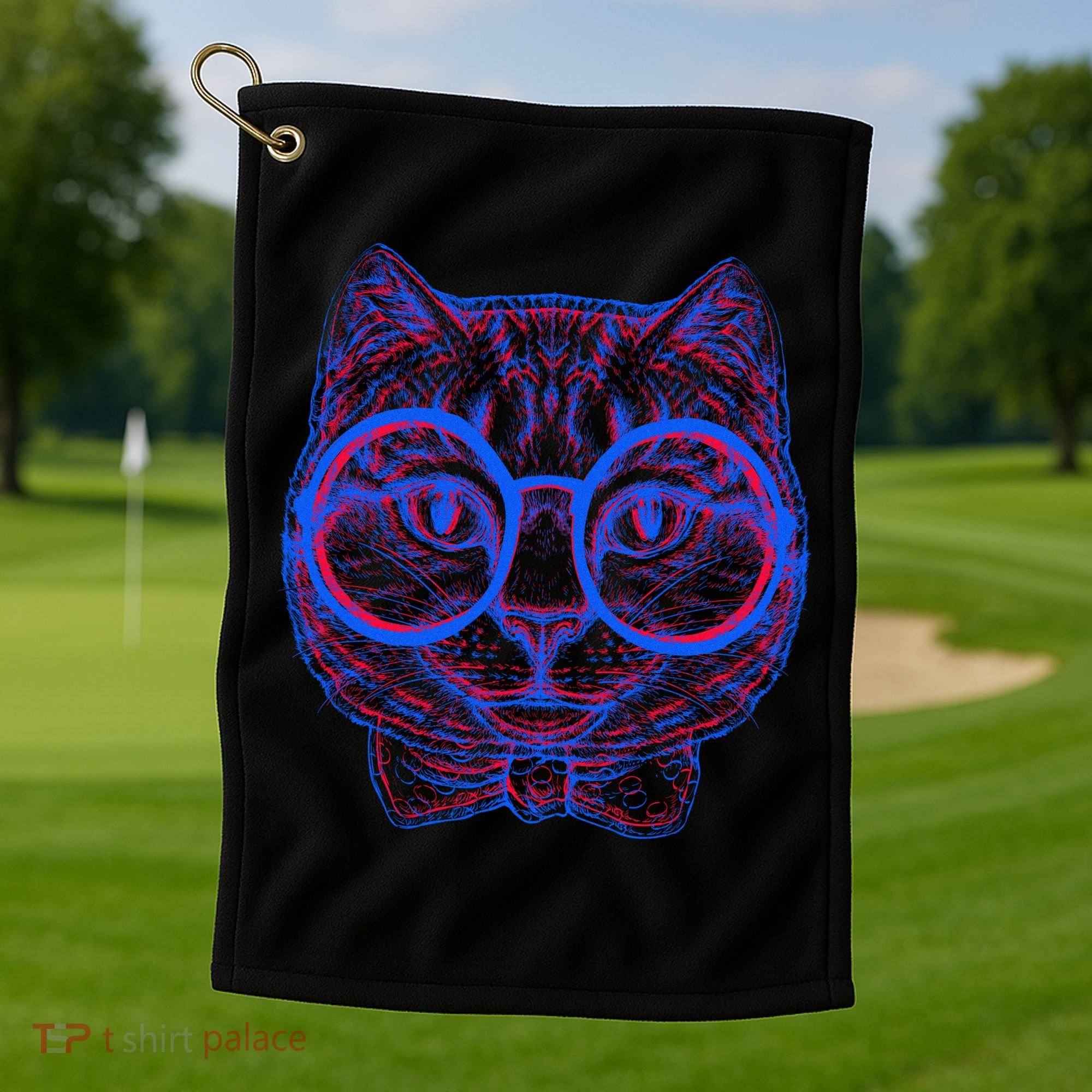 3D Trippy Cat Golf Towel