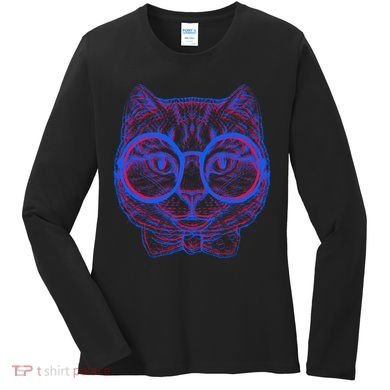 3D Trippy Cat Women's Long Sleeve Shirt