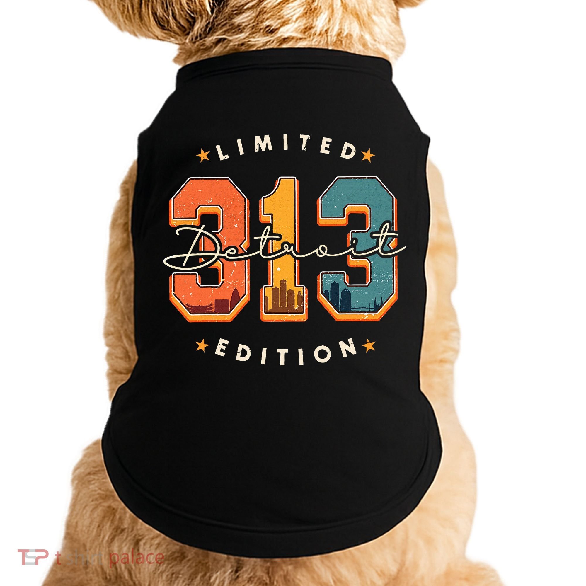 313 Detroit Area Code Skyline Doggie Tank
