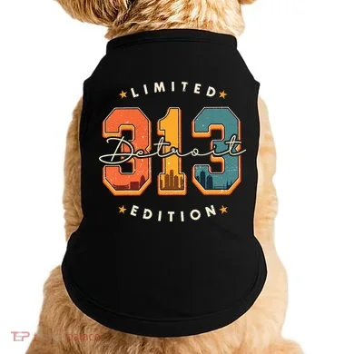 313 Detroit Area Code Skyline Doggie Tank