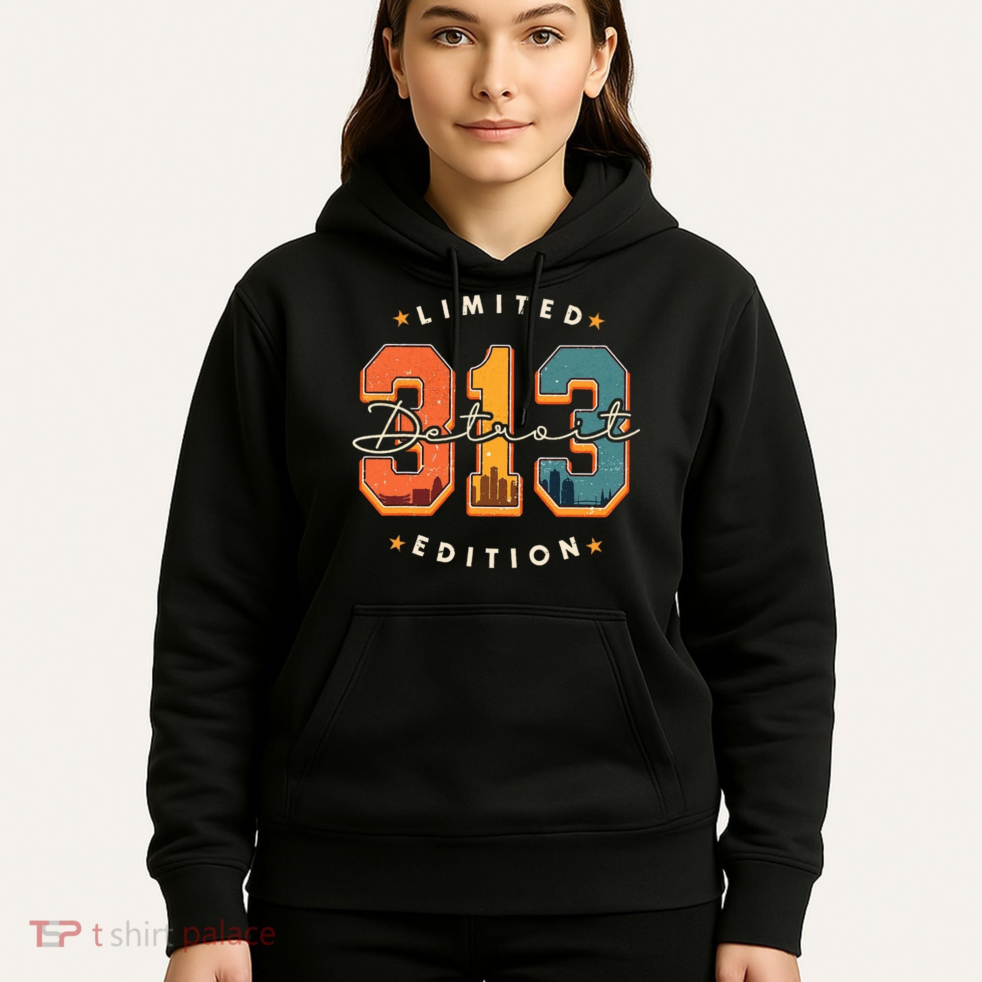 313 Detroit Area Code Skyline Hoodie