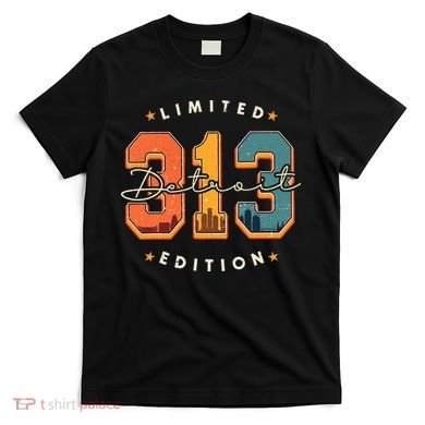 313 Detroit Area Code Skyline T-Shirt