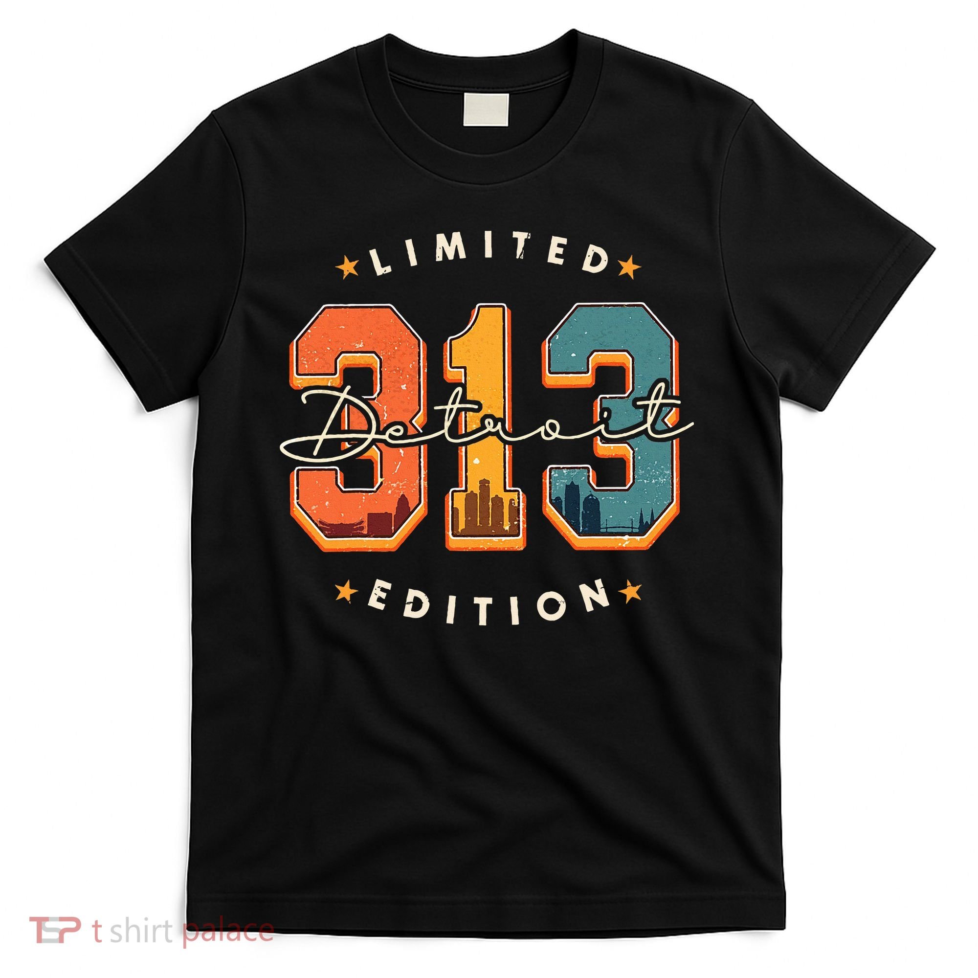 313 Detroit Area Code Skyline T-Shirt