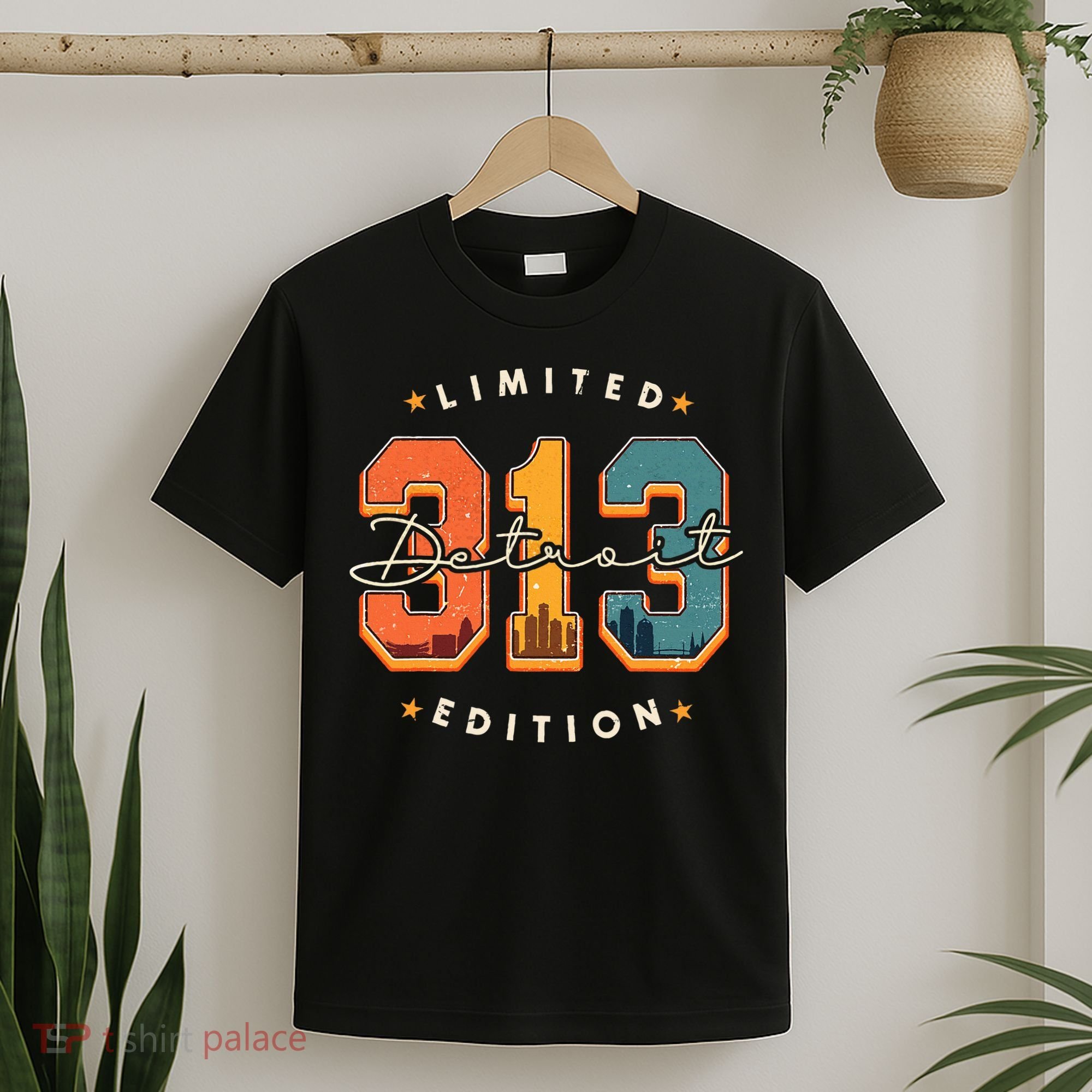 313 Detroit Area Code Skyline T-Shirt
