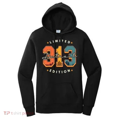 313 Detroit Area Code Skyline Women's Hoodie