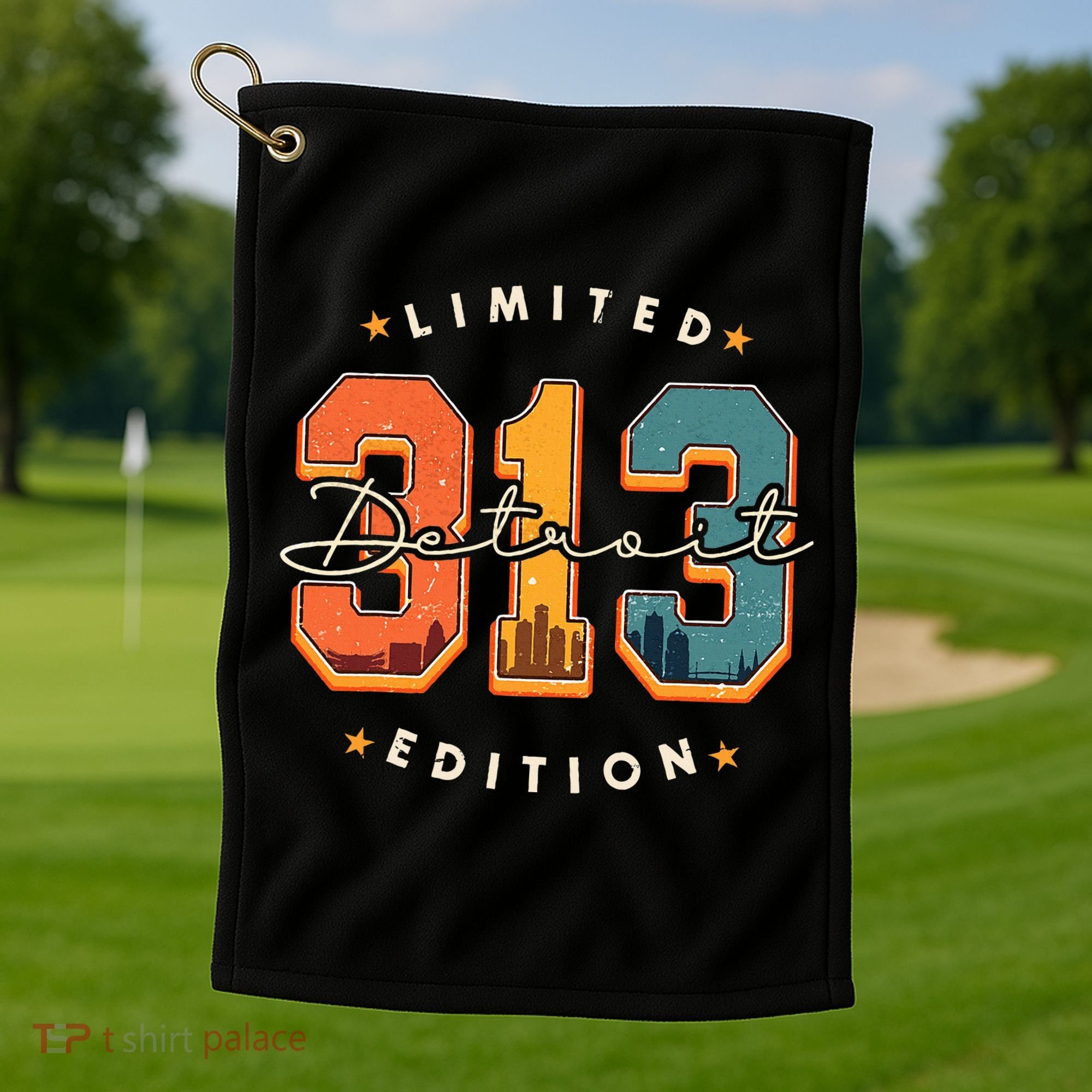 313 Detroit Area Code Skyline Golf Towel