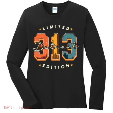 313 Detroit Area Code Skyline Women's Long Sleeve Shirt