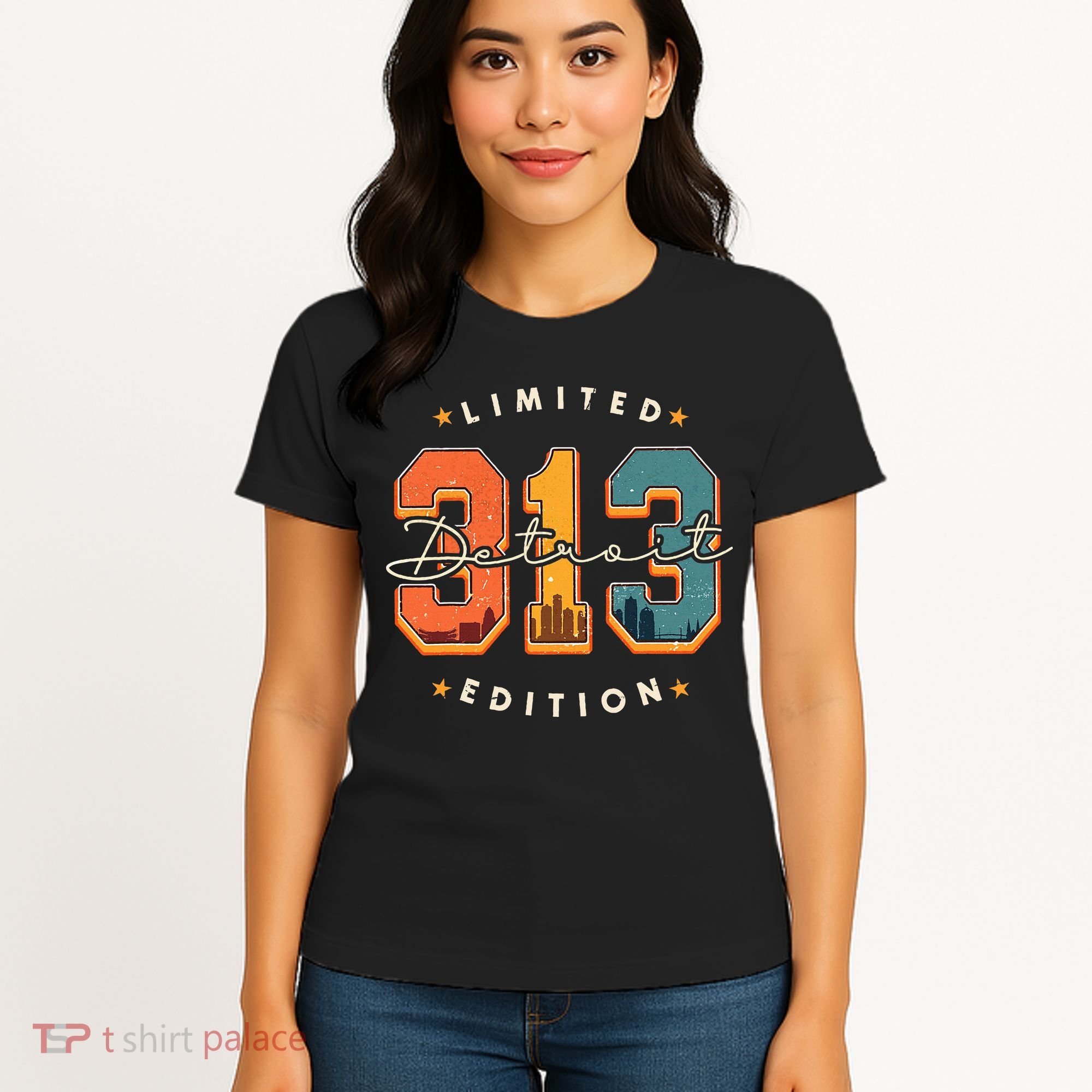 313 Detroit Area Code Skyline Women's T-Shirt