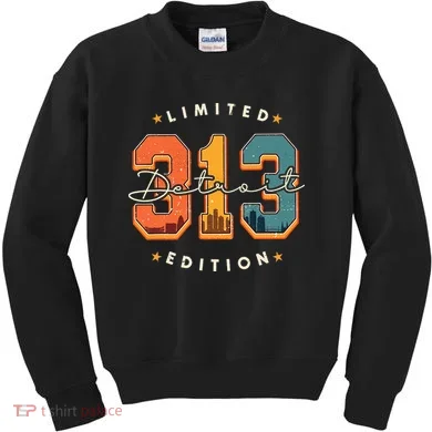 313 Detroit Area Code Skyline Kids Sweatshirt