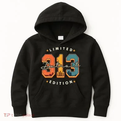 313 Detroit Area Code Skyline Kids Hoodie