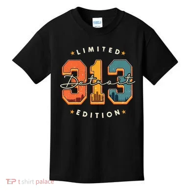 313 Detroit Area Code Skyline Kids T-Shirt