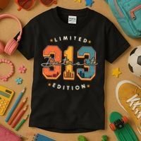 313 Detroit Area Code Skyline Kids T-Shirt thumb 3