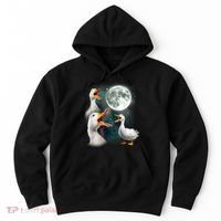 3 Ducks Howl At Moon Funny Weird Cursed Pekin Duck Lover Hoodie thumb 0