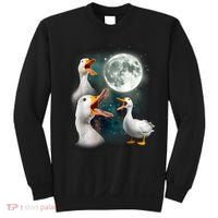 3 Ducks Howl At Moon Funny Weird Cursed Pekin Duck Lover Sweatshirt thumb 0