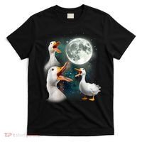 3 Ducks Howl At Moon Funny Weird Cursed Pekin Duck Lover T-Shirt thumb 0