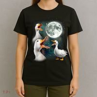 3 Ducks Howl At Moon Funny Weird Cursed Pekin Duck Lover T-Shirt thumb 4