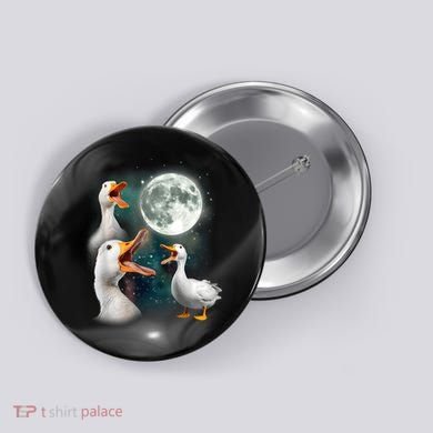 3 Ducks Howl At Moon Funny Weird Cursed Pekin Duck Lover Button