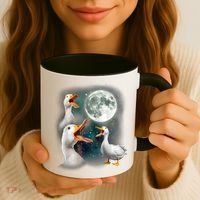 3 Ducks Howl At Moon Funny Weird Cursed Pekin Duck Lover Coffee Mug thumb 3