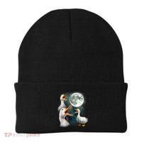 3 Ducks Howl At Moon Funny Weird Cursed Pekin Duck Lover Beanie thumb 0