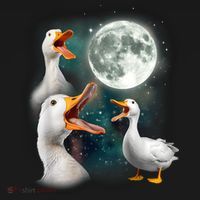 3 Ducks Howl At Moon Funny Weird Cursed Pekin Duck Lover Women's Hoodie thumb 2