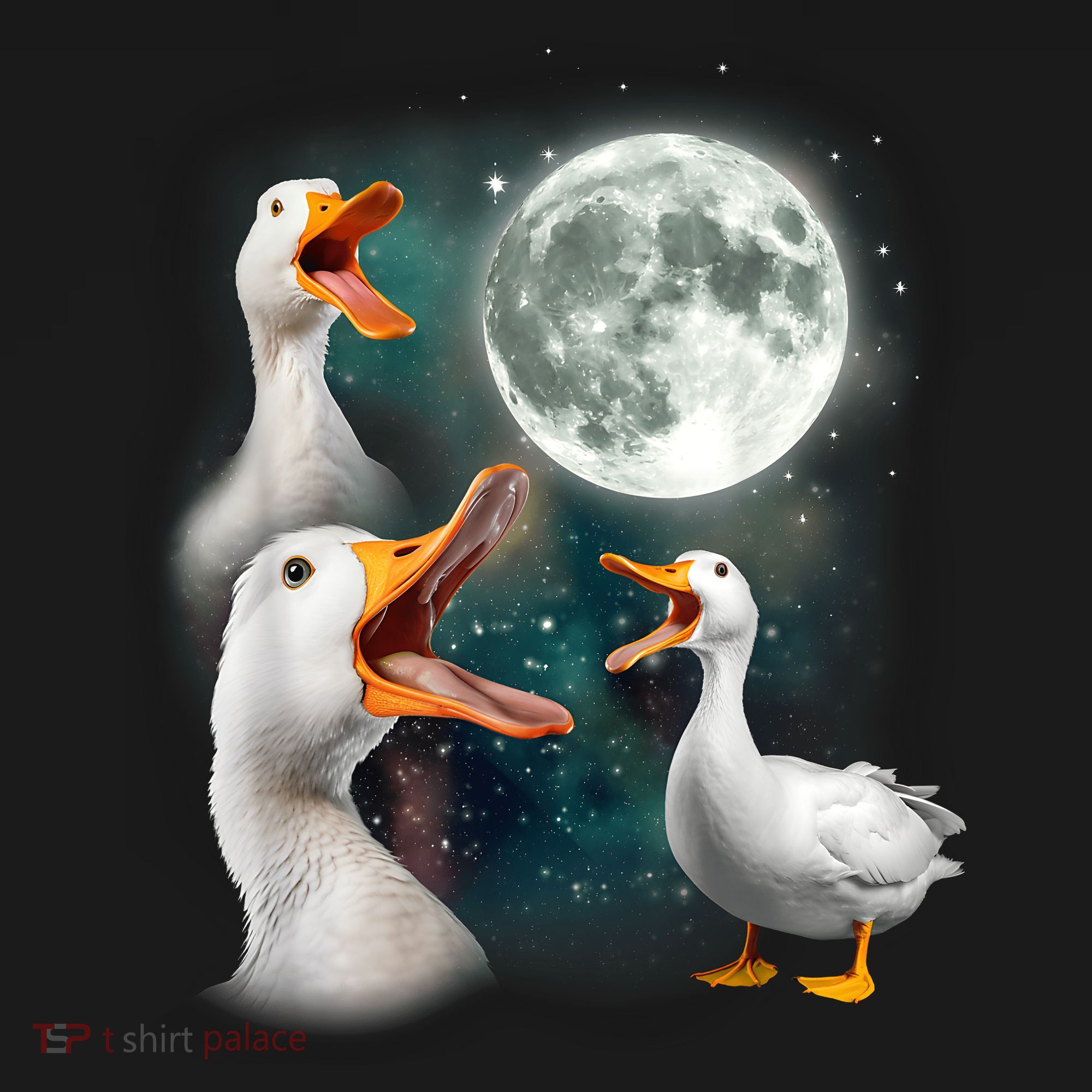 3 Ducks Howl At Moon Funny Weird Cursed Pekin Duck Lover Women's Hoodie