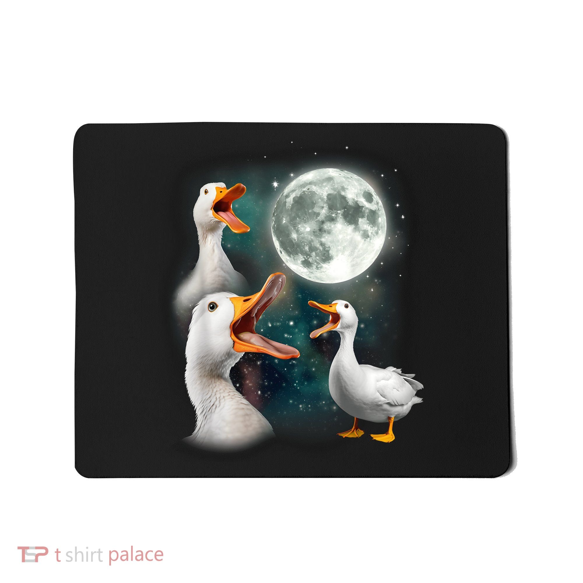 3 Ducks Howl At Moon Funny Weird Cursed Pekin Duck Lover Mousepad