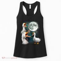 3 Ducks Howl At Moon Funny Weird Cursed Pekin Duck Lover Women's Tank Top thumb 0