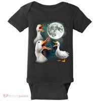 3 Ducks Howl At Moon Funny Weird Cursed Pekin Duck Lover Baby Bodysuit thumb 0