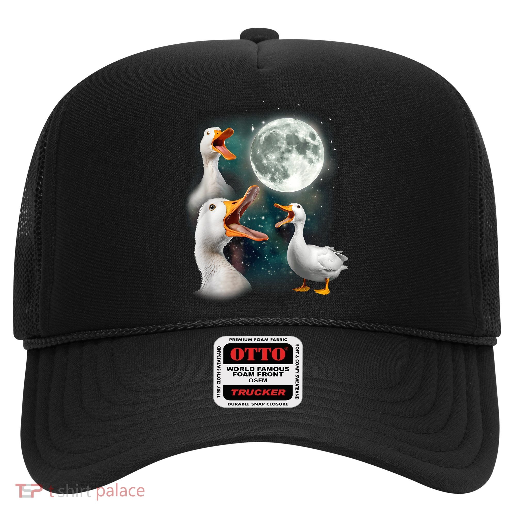 3 Ducks Howl At Moon Funny Weird Cursed Pekin Duck Lover Hat