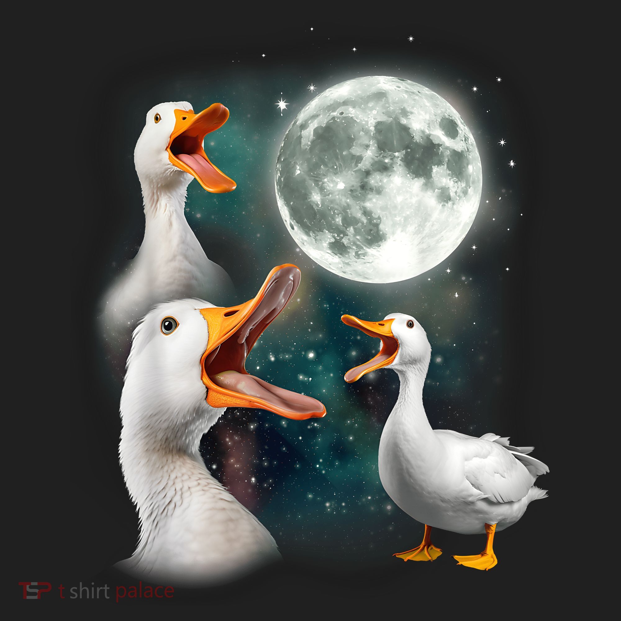 3 Ducks Howl At Moon Funny Weird Cursed Pekin Duck Lover Hat