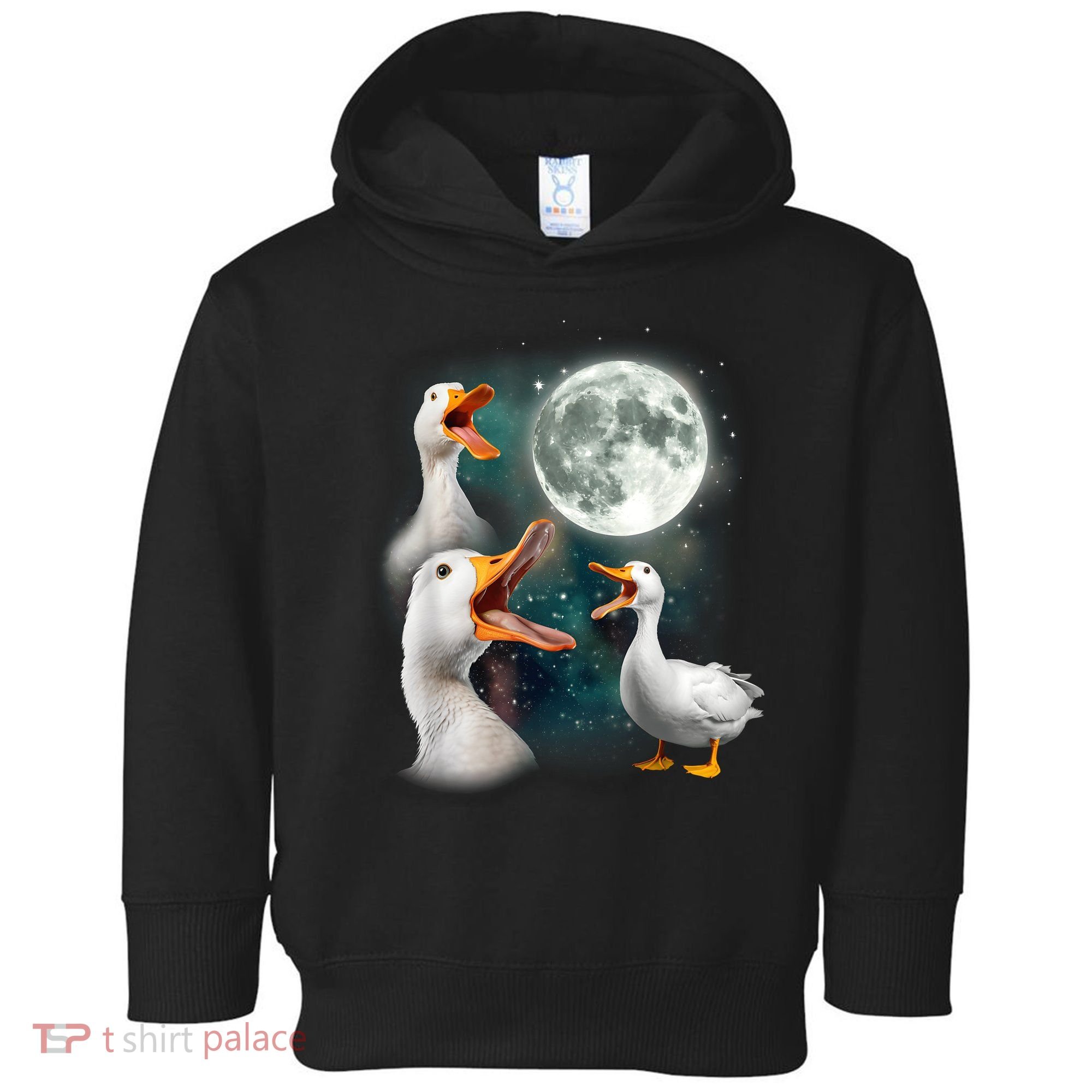 3 Ducks Howl At Moon Funny Weird Cursed Pekin Duck Lover Toddler Hoodie