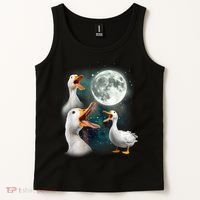 3 Ducks Howl At Moon Funny Weird Cursed Pekin Duck Lover Tank Top thumb 2