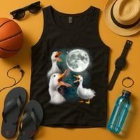 3 Ducks Howl At Moon Funny Weird Cursed Pekin Duck Lover Tank Top thumb 4