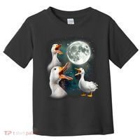 3 Ducks Howl At Moon Funny Weird Cursed Pekin Duck Lover Toddler T-Shirt thumb 0