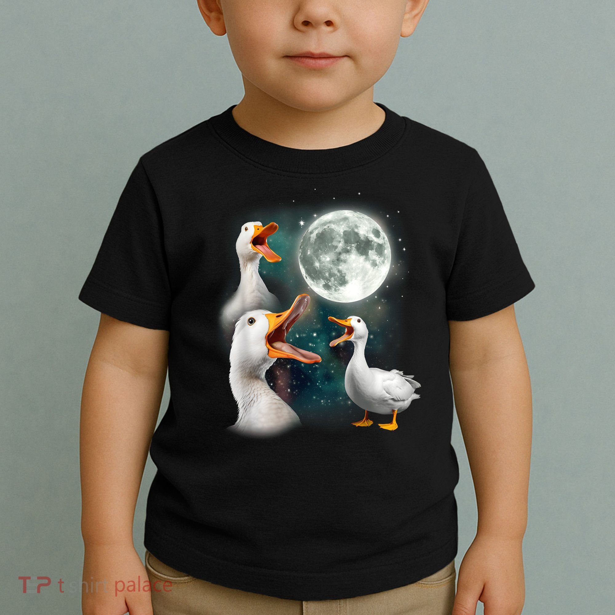3 Ducks Howl At Moon Funny Weird Cursed Pekin Duck Lover Toddler T-Shirt