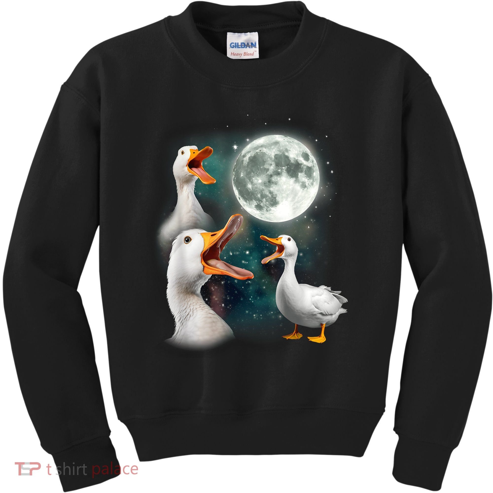 3 Ducks Howl At Moon Funny Weird Cursed Pekin Duck Lover Kids Sweatshirt