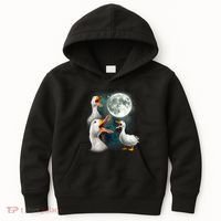3 Ducks Howl At Moon Funny Weird Cursed Pekin Duck Lover Kids Hoodie thumb 0