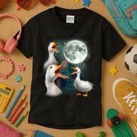 3 Ducks Howl At Moon Funny Weird Cursed Pekin Duck Lover Kids T-Shirt thumb 3
