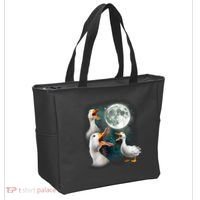 3 Ducks Howl At Moon Funny Weird Cursed Pekin Duck Lover Tote Bag thumb 2