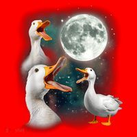 3 Ducks Howl At Moon Funny Weird Cursed Pekin Duck Lover Santa Hat thumb 1