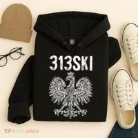 313SKI Detroit Michigan Area Code 313 Polish Pride Hoodie thumb 4