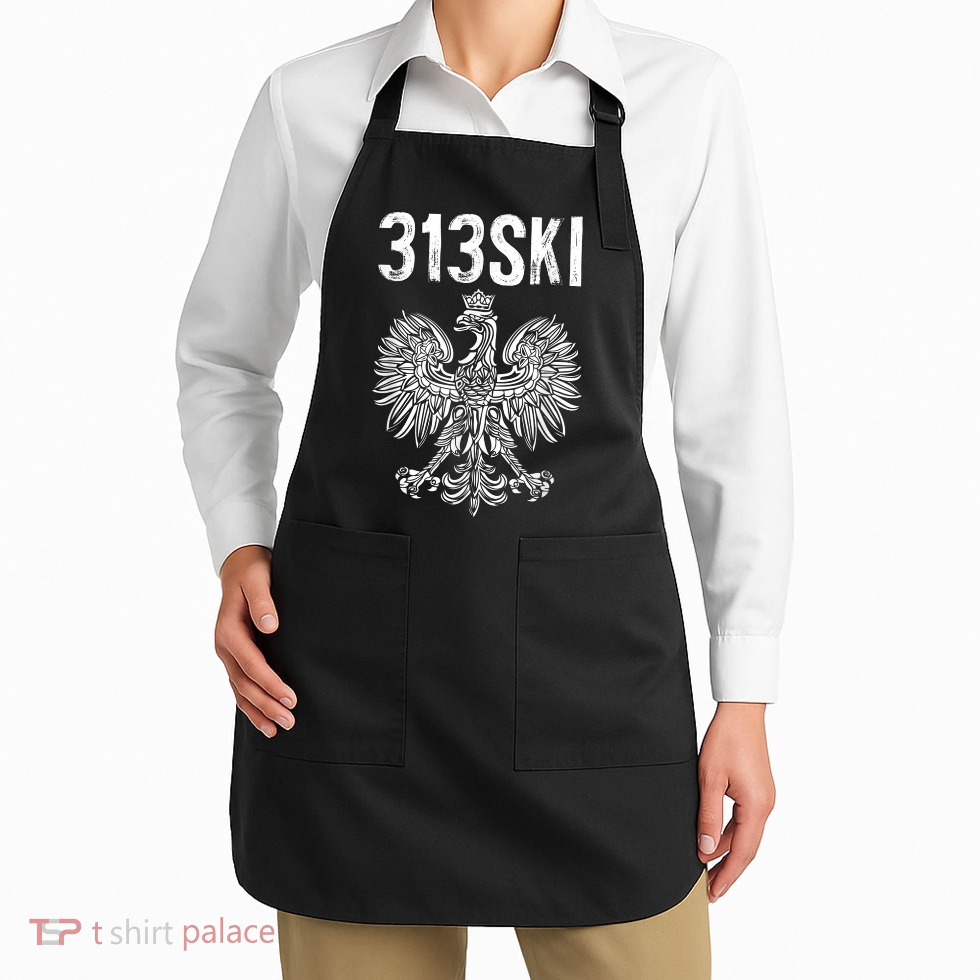 313SKI Detroit Michigan Area Code 313 Polish Pride Apron